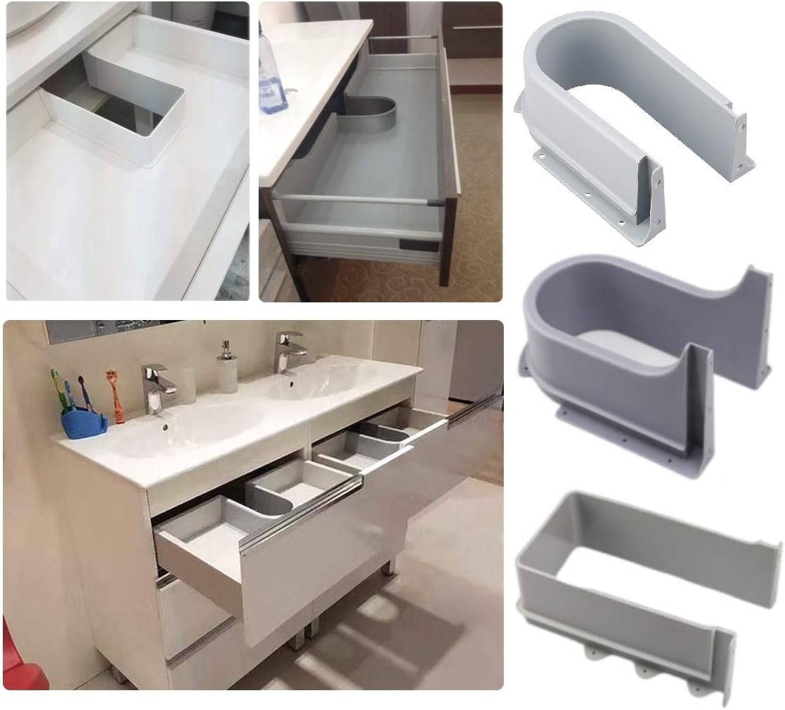 Plastic U Shape Under Sink Basin Drain Pipe Bath Cabinet Drawer Pull Out Bottom Cutout Cover Recessed U Drainage Grommet (No.3)
