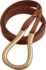 Women's Soft Leather Personality Big Buckle Thin Long Double Layer Waistbands Knotted Belt