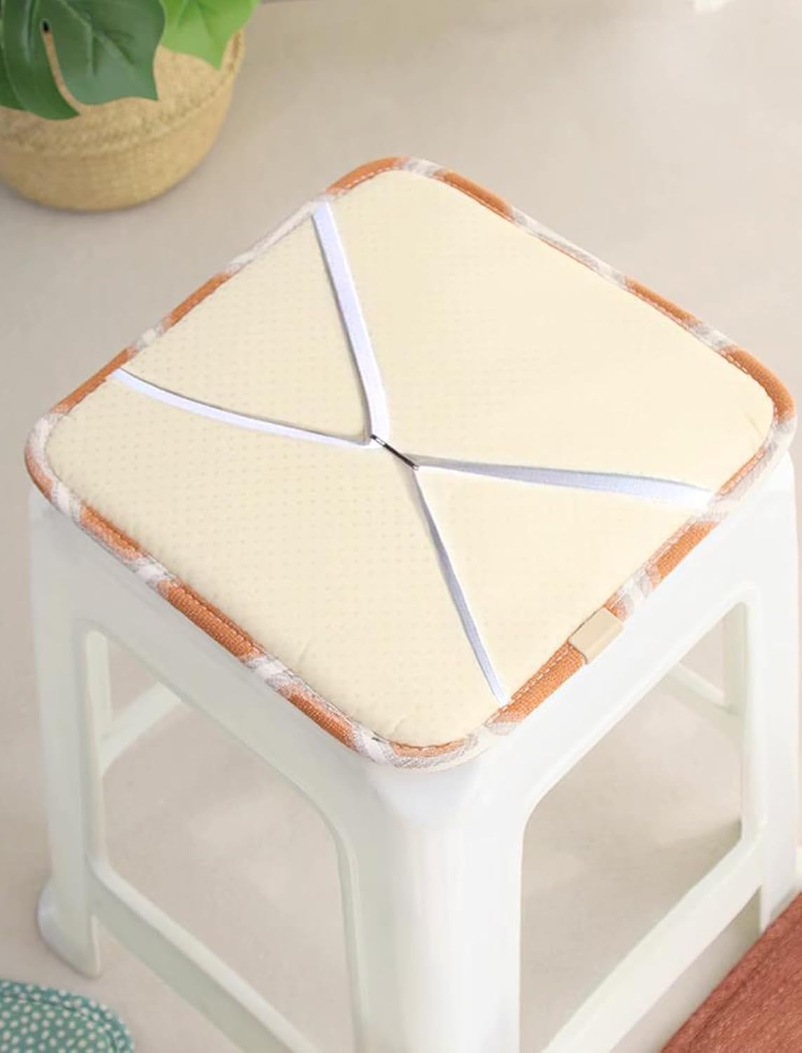 Square Bar Stool Seat Cushion with Ties 11 x 11 Inch Soft Comfort Stool Cushion Cover Barstool Cushion Seat Pad Set of 2 (11x11 inch, Coffee)