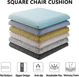 Chair Cushions Memory Foam Kitchen Chair Pads, 11 Inch Anti-Slip Square Seat Cushion for Dining Chair with Removable Non Skid Cover,Brown,2 Pack - Front View