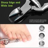 Toenail Clippers for Thick or Ingrown Toenails, Stainless Steel Long Handle Toenail Cutters Medical Surgical Grade Secure and Stylish Design - W/Leather Case Heavy Duty Podiatrist's Clippers (Sliver) - Front View