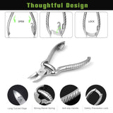 Toenail Clippers for Thick or Ingrown Toenails, Stainless Steel Long Handle Toenail Cutters Medical Surgical Grade Secure and Stylish Design - W/Leather Case Heavy Duty Podiatrist's Clippers (Sliver)