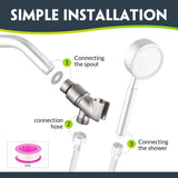 All Metal Handheld Shower Head Holder - Adjustable Brass Mount with 360 Degree Swivel Pivot Ball for Universal Shower Arm and Shower Hose Chrome Plated (Nickel)