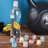 30 Pcs 28 mm Push Pull Replacement Caps Reusable Colorful Plastic Soda Twisted Water Bottle Lid Top Suitable for 28 mm Sport Bottle Cap - Top-Down View