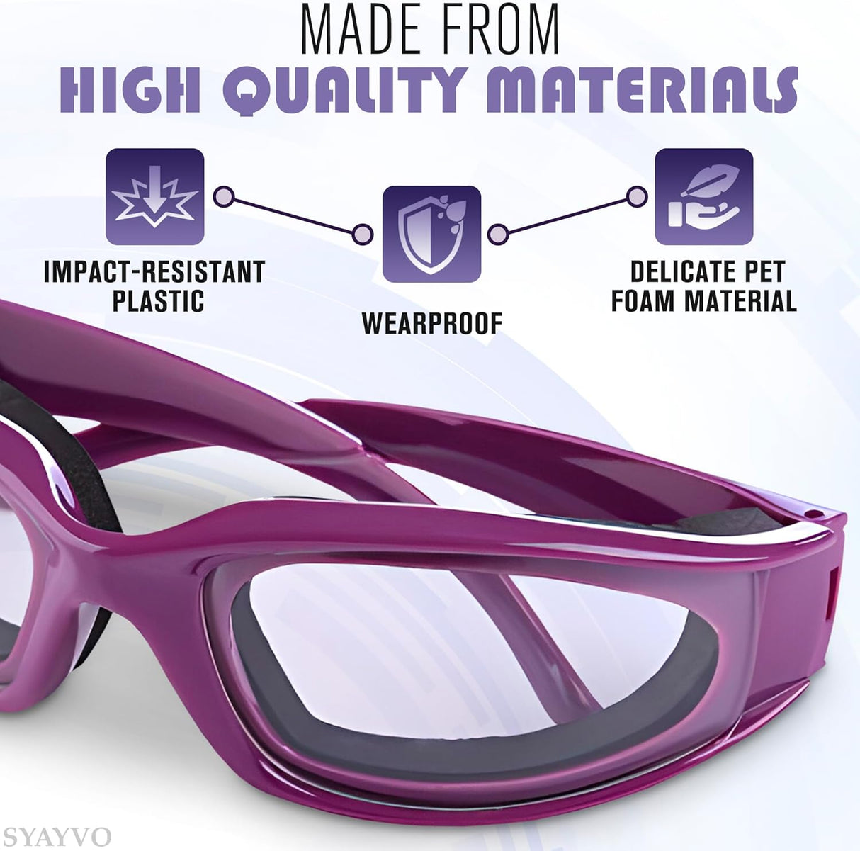 Onion Cutting Goggles Safety Glasses for Women - 2Pcs Onion Goggles for Women Dust Goggles Adult Airsoft Eye Protection Glasses - Kitchen Accessories purple onions Eye Goggles for Dust Protection