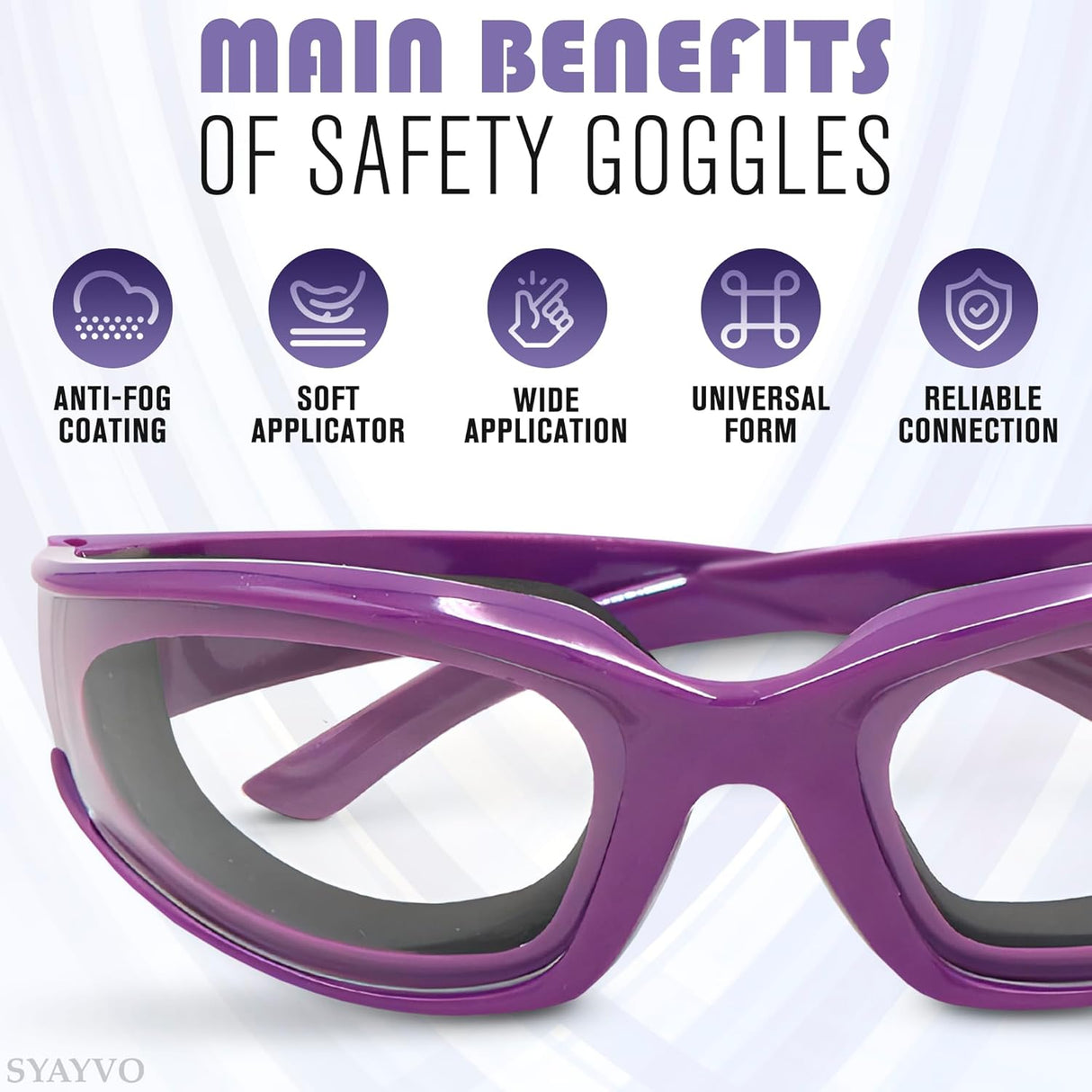 Onion Cutting Goggles Safety Glasses for Women - 2Pcs Onion Goggles for Women Dust Goggles Adult Airsoft Eye Protection Glasses - Kitchen Accessories purple onions Eye Goggles for Dust Protection