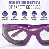 Onion Cutting Goggles Safety Glasses for Women - 2Pcs Onion Goggles for Women Dust Goggles Adult Airsoft Eye Protection Glasses - Kitchen Accessories purple onions Eye Goggles for Dust Protection - Top-Down View