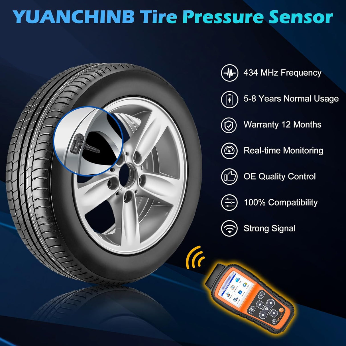 68249197AA TPMS Sensor Dodger RAM, 4-Pack 434MHz Tire Pressure Monitoring System Sensors Compatible with 2014-2018 Dodge Ram 1500 2500 3500 Jeep Cherokee Replaces 68239720AA 68157568AA