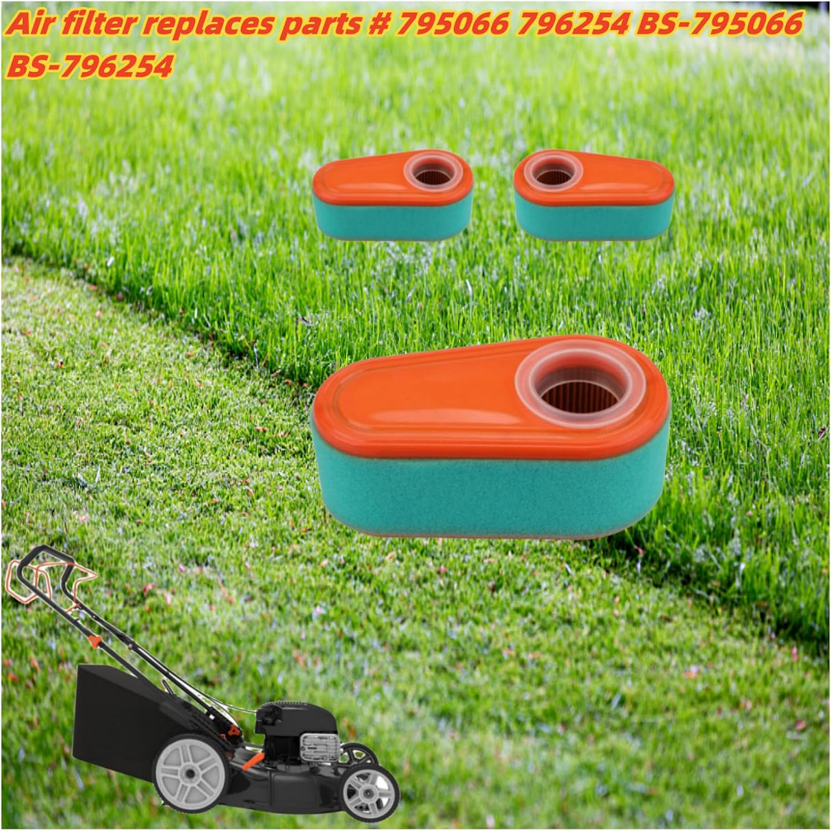 (3-pk) 795066 Air Filter Replaces For Briggs & Stratton 7.75 8.0 8.50 And 8.75 HP With 796254 Pre Filter Compatible With 775 775EX 800 800E 825E 850 850E 875EX 950E Series Engine Lawn Mower