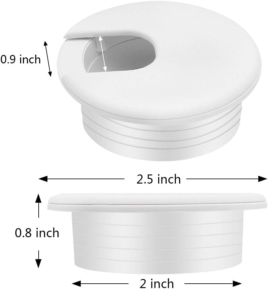 2" Desk Grommet(10 Pack), Wire Cable Hole Cover Plastic Wire Organizers for Office PC Computer Desk Cord Management (White)