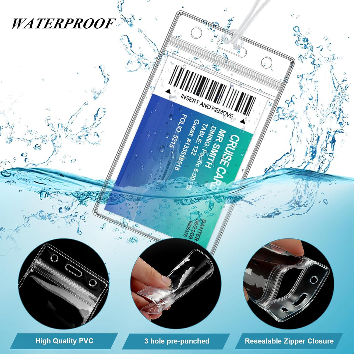 100 Pack Clear Plastic Luggage Bag Tag Holder Badge Label Tag Holder with 100 Pack Luggage Loops Straps for Office Business Travel Supplies
