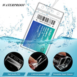 100 Pack Clear Plastic Luggage Bag Tag Holder Badge Label Tag Holder with 100 Pack Luggage Loops Straps for Office Business Travel Supplies - Top-Down View