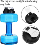 75 Oz (2.2 L) Dumbbell Shaped Water Bottle | Big Capacity | BPA Free | Flip Top Leak Proof lid | Blue - Top-Down View