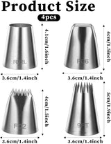 4 Pcs Extra Large Piping Tips Set Stainless Steel Square Round Cream Piping Tip Large Frosting Tips for Cake Decorating Cupcakes Cookies Puff Pastry