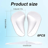 12pcs Arch Support Insoles, Transparent Gel Self-Adhesive Arch Support Shoe Inserts Soft Silicone Foot Arch Cushions Arch Comfort Pads for Women High Heels Sandals Flat Shoes - Front View