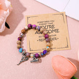 Cheer Bracelet, Imperial Stone Cheerleading Bracelet with Encouragement Card Charming Cheerleader Gifts Elegant Smooth Cheer Stuff with Cheerleader Jewelry Pendant - Side View