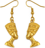 Egyptian Queen Ear Hoop Earrings - Ethnic Women Nefertiti Larger Earrings Vintage Pattern Unique Country Flag Hip Hop Piercing Drop for Ladies, Gold