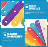 Wooden Lolly Sticks Craft Popsicle Sticks Craft Sticks Ice Cream Sticks with Holes DIY Crafts 50PCS (Colorful)