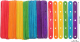 Wooden Lolly Sticks Craft Popsicle Sticks Craft Sticks Ice Cream Sticks with Holes DIY Crafts 50PCS (Colorful) - Side View