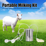 2L Goat Milking Machine, Large Capacity Manual Milking Machine Effort Saving Goat Milker Adjustable Pulsating Pump Stainless Steel Bottle Portable Milking Kit for Sheep, Cow, Goat