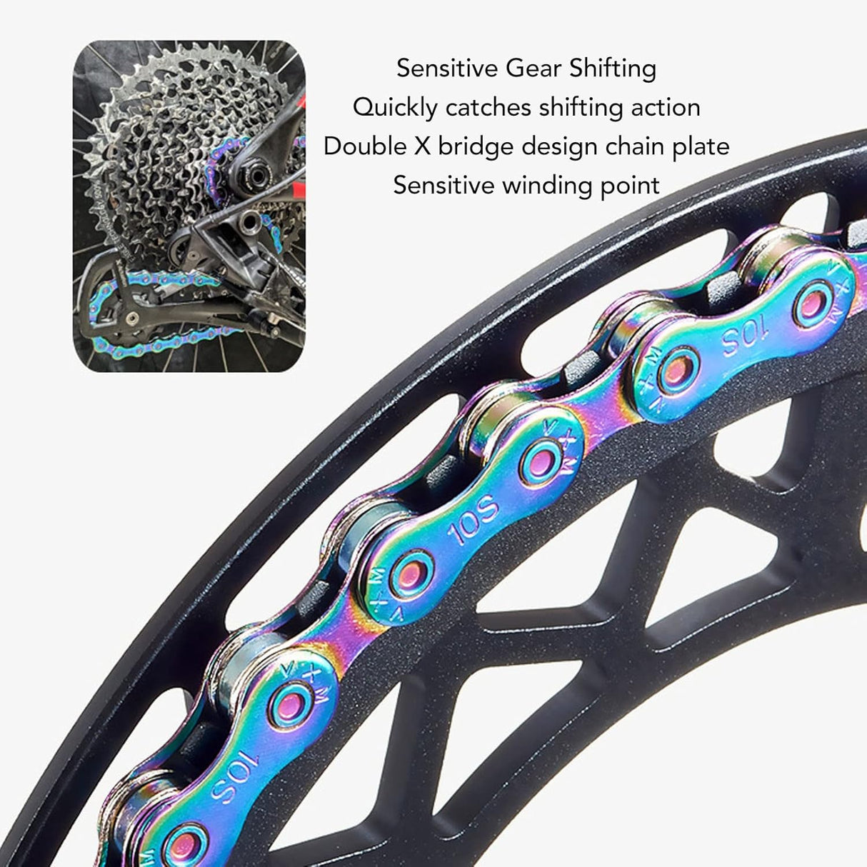 6 7 8 Speed Chain Rainbow Chain, 1/2 X 11/128 Inch 116 Links Lightweight Chain, Mountain Road Chain for Road with 2 Chain Connector