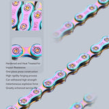 6 7 8 Speed Chain Rainbow Chain, 1/2 X 11/128 Inch 116 Links Lightweight Chain, Mountain Road Chain for Road with 2 Chain Connector - Side View