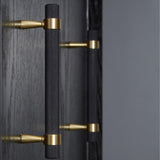 20PCS/Lot Solid Brass Cabinet Pulls Modern Gold with Black Knurled Textured Cabinet Handles Brass Pulls for Dresser Door Drawer Cabinet Hardware (128mm(96mm Hole Centers))