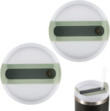2pcs Green Tumbler Lids for Stanley Adventure Quencher & Quencher H2.0 40oz, No Leakage, Slide Closure, Plastic & Silicone, Dishwasher Safe