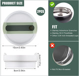 2pcs Green Tumbler Lids for Stanley Adventure Quencher & Quencher H2.0 40oz, No Leakage, Slide Closure, Plastic & Silicone, Dishwasher Safe - Front View