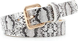 Women Fashion Snakeskin Print PU Leather Dress & Jeans Waist Belt for Girls and Ladies Gold Color Pin Buckle