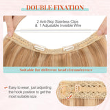 Halo Hair Extensions Real Human Hair 16 Inch Halo Extensions for Women 100% Human Hair Invisible Wire Hair Extensions Golden Brown Hightlights Bleach Blonde #12P613