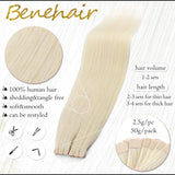 Tape in Hair Extensions Human Hair Platinum Blonde 18 Inch 20pcs 50g/pack Straight Hair Extensions Tape in Seamless Skin Weft Tape in Natural Hair for Women(#60 Platinum Blonde, 18