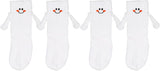 2 Pairs Hand Holding Socks for Kids, Funny Magnetic Mid-Tube Socks White Smile Face Matching Crazy Silly Slipper Socks Magnet Friendship Birthday Gift for Children Toddler (1-3T)