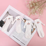 2 Pairs Hand Holding Socks for Kids, Funny Magnetic Mid-Tube Socks White Smile Face Matching Crazy Silly Slipper Socks Magnet Friendship Birthday Gift for Children Toddler (1-3T) - Side View