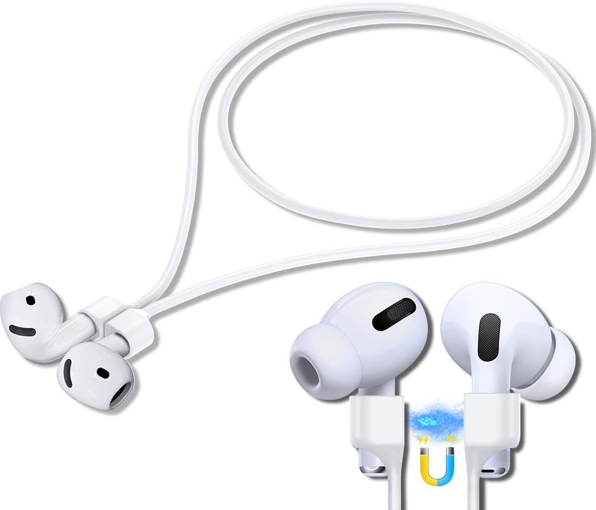 AirPod Strap with Magnetic,AirPod Lanyard Anti-Lost Cord for Sports Anti-Loss, AirPod Accessories Compatible with AirPods 4 Case 2024, AirPod Pro 2nd/1st, AirPod 3, AirPod 2/1- White 1 Pack