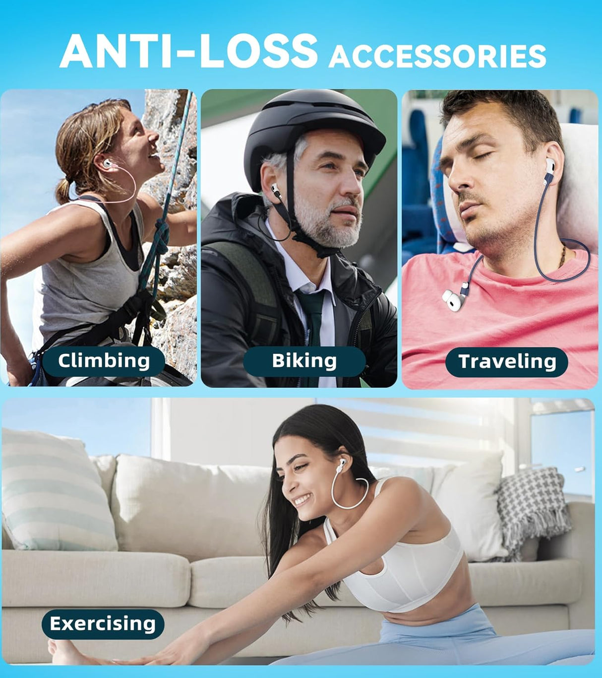 AirPod Strap with Magnetic,AirPod Lanyard Anti-Lost Cord for Sports Anti-Loss, AirPod Accessories Compatible with AirPods 4 Case 2024, AirPod Pro 2nd/1st, AirPod 3, AirPod 2/1- White 1 Pack