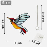 Hummingbird Suncatcher, Plastic Bird Window Hanging with Metal Chain, Colorful Bird Sun Catcher Gifts for Mother Family and Birds Lovers - Side View