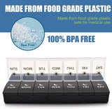 Large Pill Organizer 2 Times a Day, Weekly Pill Case, AM PM Pill Box, Day Night Pill Container 7 Day, Vitamin Case Medicine Dispenser Twice a Day (Black & White) - Front View