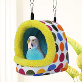 Bird Hanging Hammock Winter Warm Parrot Nest House Bed Plush Snuggle Pet Cave Hammock Toy for Conure Lovebird Budgie Parakeet Cockatiel Cage Accessory (Medium) - Top-Down View