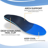 Plantar Fasciitis Feet Insoles, Arch Supports Orthotics Inserts Relieve Flat Feet for Men, Women, Orthotic Insoles for Foot Pain Mens 10-10 1/2 | Womens 12-12 1/2 - Front View