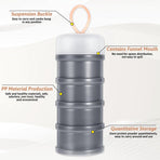 4PCS Protein Powder Container with Funnels Stand, 4 Stackable Non-Spill Protein Powder Dispenser On the Go Portable Leakproof Snack Storage Container for Travel Workout Fitness (Gray + White)