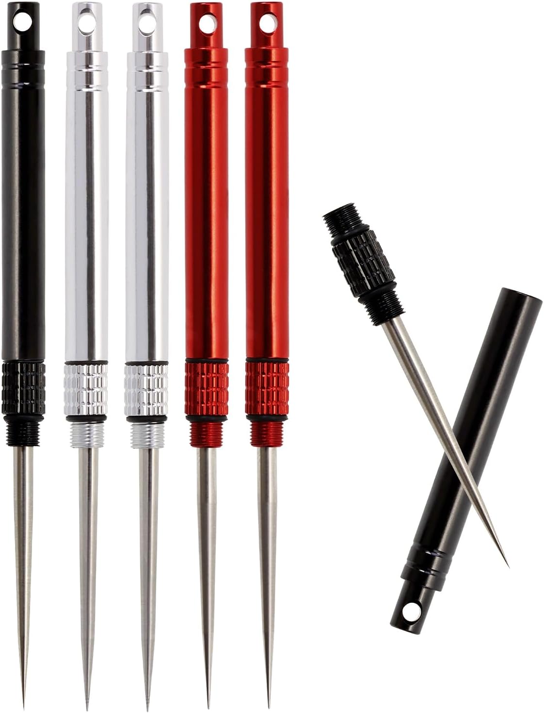 6pcs Stainless Steel Toothpicks Colorful Toothpick Holder Reusable Metal Fruit Stick Cocktail Pick for Tooth Clean Toothpick