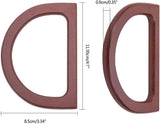 4pcs Wooden Bag Handle Replacement D Shape Purse Handles Handbag Purse Handle Purse Making Supplies for Handmade Beach Bag Crochet Handbags Straw Bag Purse Handles 3.3x4.7inch - Front View
