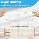 Table Cloth Holder Clips Hidden Strap 5 Pack, Adjustable Elasticity Picnic Tablecloth Clip Indoor Outdoor Large Clamp for Thick Tables Bench Cover Party Restaurant Camping RV Essential Accessories - Top-Down View