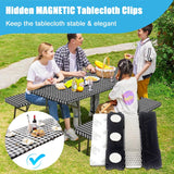 Tablecloth Clips for Thick Tables 6 Pack, Invisible Magnets Picnic Table Cloth Holder Clip Indoor Outdoor Large Clamp for Dining Tables Bench Cover Party Restaurant Camping RV Essential Accessories - Front View