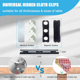 Tablecloth Clips for Thick Tables 6 Pack, Invisible Magnets Picnic Table Cloth Holder Clip Indoor Outdoor Large Clamp for Dining Tables Bench Cover Party Restaurant Camping RV Essential Accessories - Side View