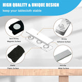 Tablecloth Clips for Thick Tables 6 Pack, Invisible Magnets Picnic Table Cloth Holder Clip Indoor Outdoor Large Clamp for Dining Tables Bench Cover Party Restaurant Camping RV Essential Accessories - Top-Down View