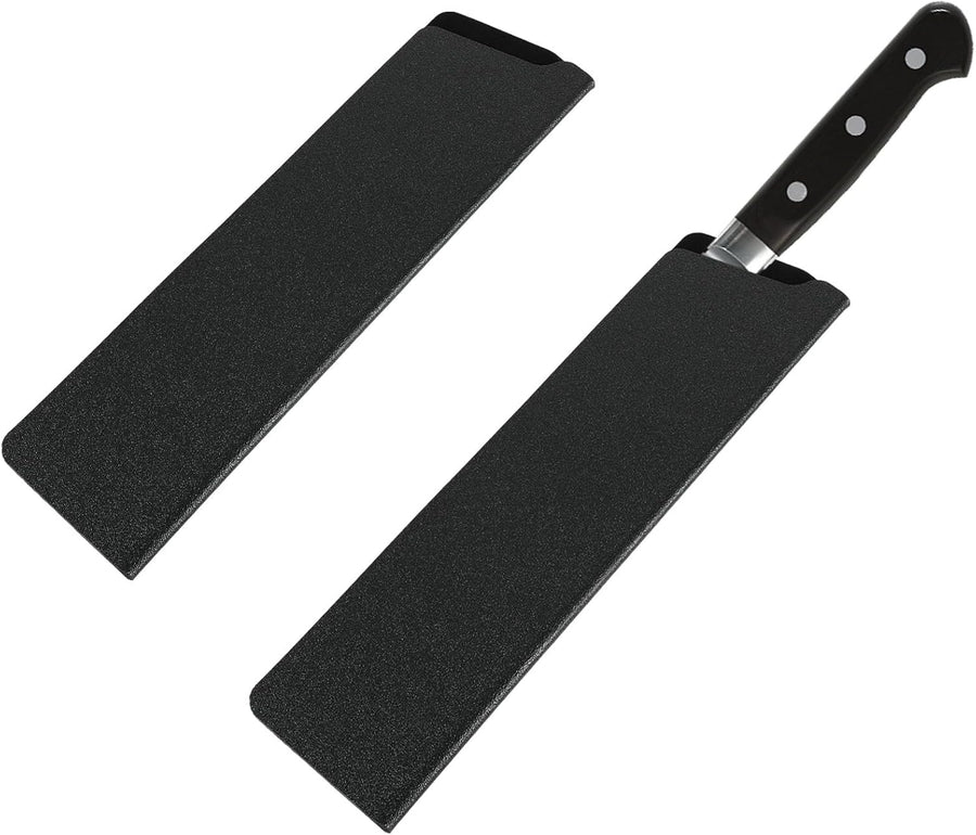 2 Pcs Knife Covers or Sleeves 8" x 2.2" Knife Edge Guard Universal Waterproof Kitchen Knife Sheath, Chef Knife Sheath, Plastic Knife Cover for Kitchen Knives, Black
