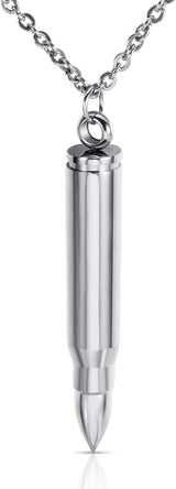 3PCS Personalized Stainless Steel Bullet Urn Necklace Keepsake Memorial Ashes Urn Necklaces for Men - Top-Down View