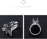 Men's Stainless Steel Egyptian God Anubis Ring Vintage Gold Plated Ankh Cross Ring Jewelry - Top-Down View
